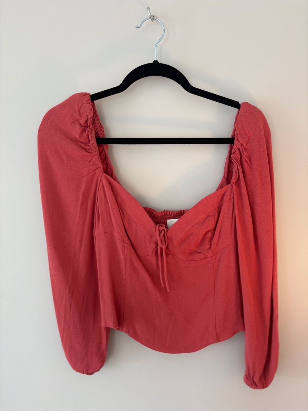 Wilfred Coral Square-Neck Peasant Blouse